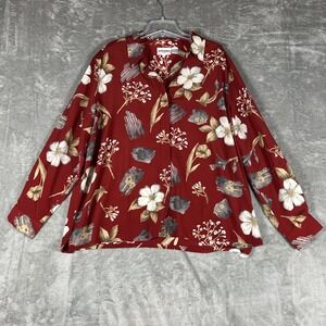 Alfred Dunner Women Tropical Floral Hawaiian‎ Nautical Shirt  Plus Size 24W Red